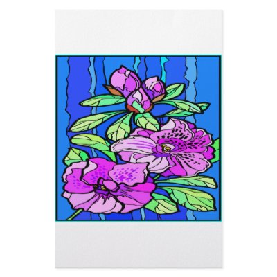 Azalea Flowers Stained Glass Customized Stationery by Mustang_Lady