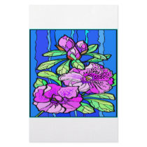 Azalea Flowers Stained Glass Customized Stationery