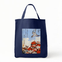 Azaleas and Sparrow, Katsushika Hokusai Tote Bags