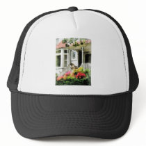 Azaleas by Porch With Wicker Chair Trucker Hats
