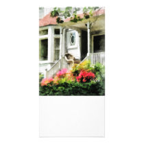 Azaleas by Porch With Wicker Chair Photo Card Template