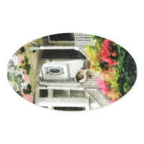 Azaleas by Porch With Wicker Chair Oval Stickers