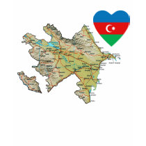 Azerbaijan Flag Heart and Map T-Shirt