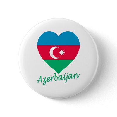 Azerbaijan Flag Heart Pinback Button by Vexillophile