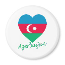 Azerbaijan Flag Heart Refrigerator Magnet
