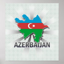 Azerbaijan Flag Map 2.0 Poster