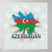 Azerbaijan Flag Map 2.0 Poster
