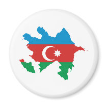 Azerbaijan Flag map AZ Refrigerator Magnet