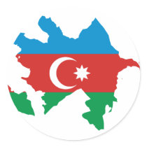 Azerbaijan Flag map AZ Round Stickers