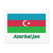 Azerbaijan Flag with Name Post Card