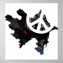 Azerbaijan Trendy Peace Sign with Azerbaijani map Poster