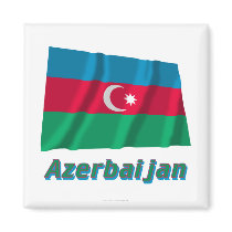 Azerbaijan Waving Flag with Name Magnets