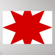 Azerbaijanian Star, Azerbaijan flag Print