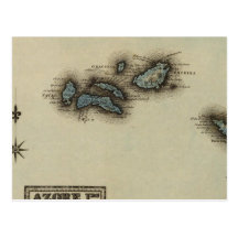 Azore Islands Atlas Map Post Cards