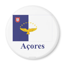 Azores Flag with Name in Portuguese Fridge Magnets
