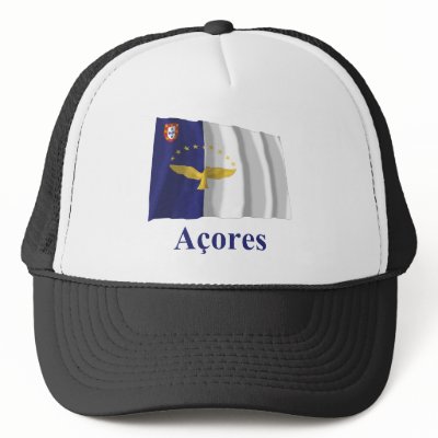 Azores Waving Flag with Name in Portuguese Trucker Hat by Vexillophile