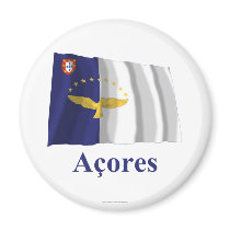 Azores Waving Flag with Name in Portuguese Magnet