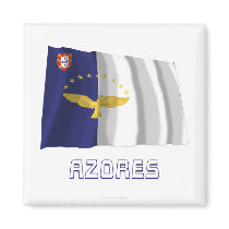 Azores Waving Flag with Name Refrigerator Magnets
