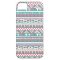 Pastel turquoise blue and pink Aztec Andes Pattern iPhone Case