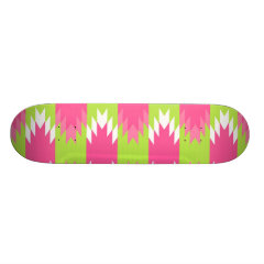 Aztec Andes Tribal Hot Pink Lime Green Pattern Skateboards
