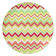 Aztec Andes Tribal Mountains Chevron Zig Zags Party Plate