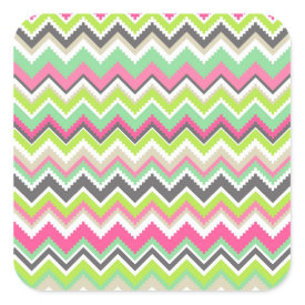 Aztec Andes Tribal Mountains Chevron Zig Zags Square Sticker
