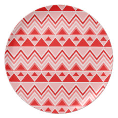 Aztec Andes Tribal Mountains Triangles Chevron Red Dinner Plates