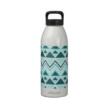 Aztec Andes Tribal Mountains Triangles Chevrons Reusable Water Bottle