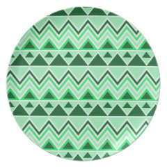 Aztec Andes Tribal Mountains Triangles Green Party Plate