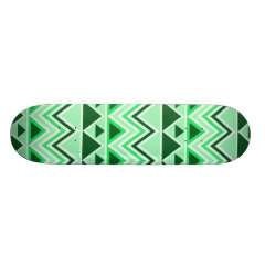 Aztec Andes Tribal Mountains Triangles Green Skate Board Deck