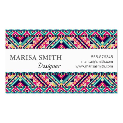 Aztec Andes Tribal Pattern Business Card Template