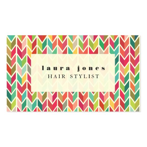 Aztec Arrows Pattern Hair Stylist Template Business Card Template (front side)