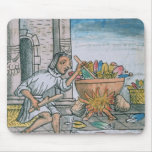 Aztec artisans dyeing feathers mouse pads
