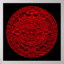 Aztec Calendar (in red) Posters