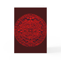 Aztec Calendar - (red) greeting card