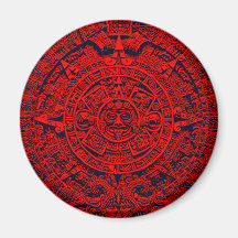 Aztec Calendar - red Refrigerator Magnets