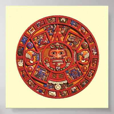 Aztec Calendar Stone - poster/print by Horseshoes3