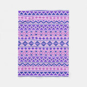 Aztec Essence II Pattern Pinks Blue Purple Fleece Blanket