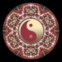 Aztec Geometric Golden Yin Yang Sticker stickers