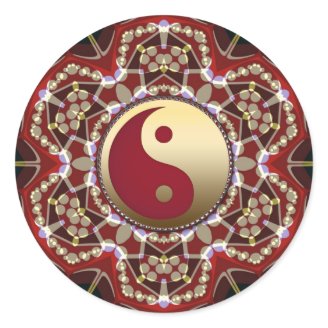  Yin Yang Stickers : Aqua Green Fractal Art