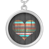 heart, aztec, pattern, wood, love, fashion, vintage, cool, art, necklace, like, monogram, funny, illustration, floral, black, trendy, classy, tribal, mayan, unique, original, best, Necklace with custom graphic design