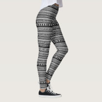 aztec, hipster, black and white, geometric, ethnical, stylish, cool, garment, putties, puttees, [[missing key: type_artofwhere_legging]] with custom graphic design