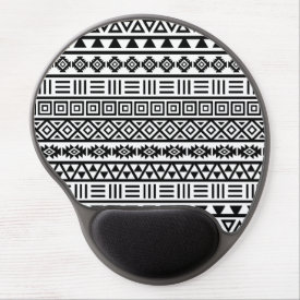 Aztec Influence Pattern Black on White Gel Mouse Mats
