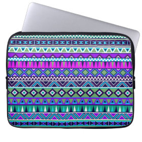 Aztec inspired pattern laptop computer sleeves