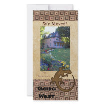 aztec lizard browns We Moved announcement Picture Card