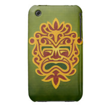 Aztec Mask Design – red and green Case-Mate iPhone 3 Case