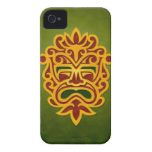 Aztec Mask Design – red and green iPhone 4 Cases