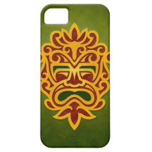 Aztec Mask Design – red and green iPhone 5 Cases