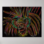 aztec/maya skull warrior poster