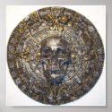 Aztec/Mayan Calendar With Skull Poster posters